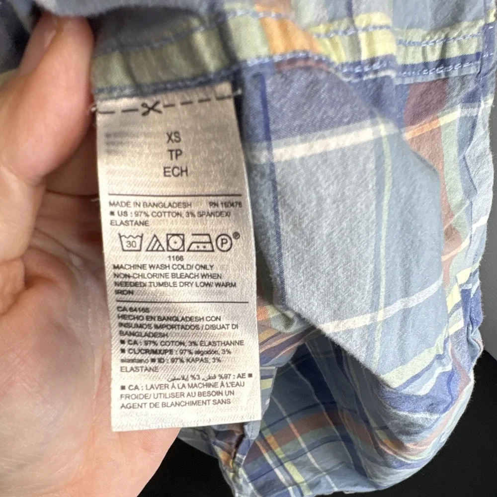 Old Navy Boys Blue Plaid Shortsleeved Button Up Shirt Size Xs